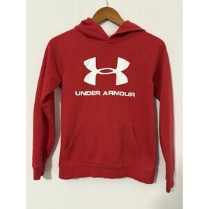 Under Armour Boys Embossed Hoodie Youth Medium Kids Red Jacket Coldgear